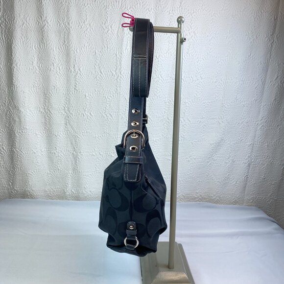 Coach Signature Charcoal Jacquard Hobo Shoulder Bag | F15067 | 🖤 Barb - Picture 8 of 14